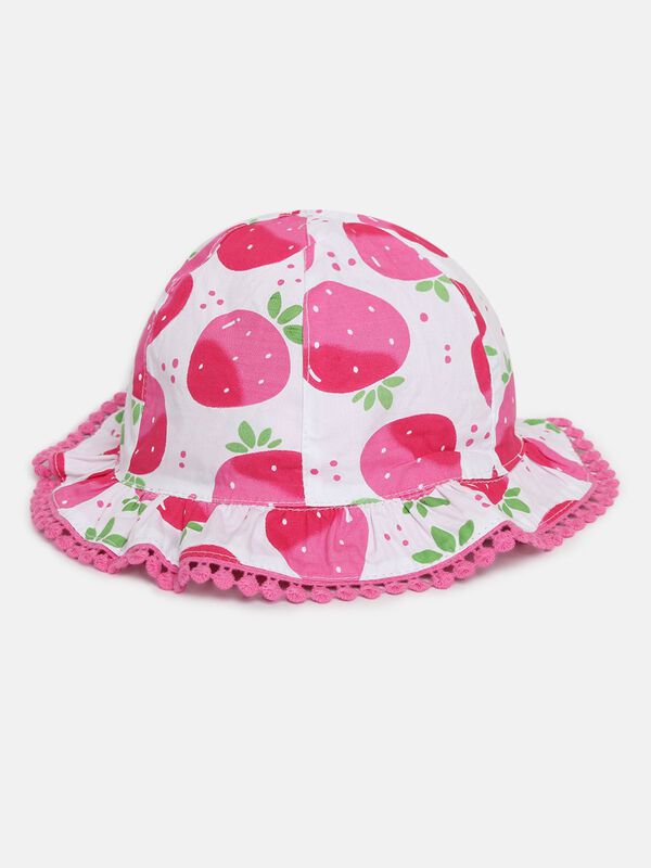 Reversible Sun Hat With Strawberry Print image number null